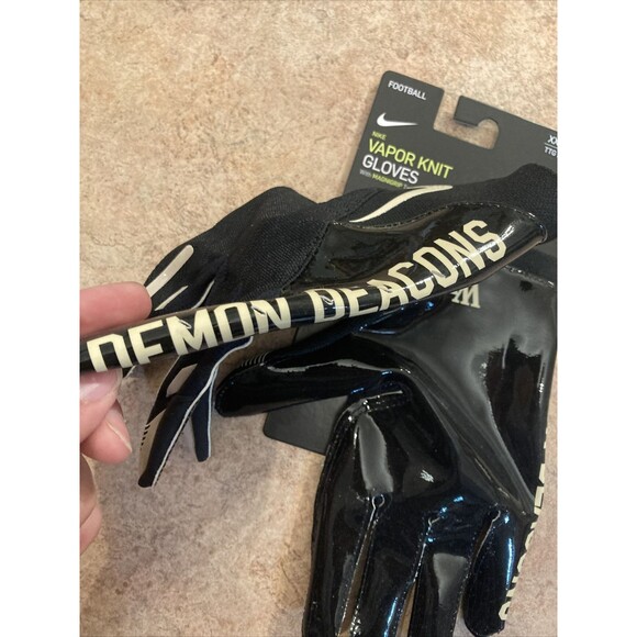 Nike Vapor Knit Wake Forest Demon Deacons Football Gloves Black Size 2XL New - Picture 2 of 6